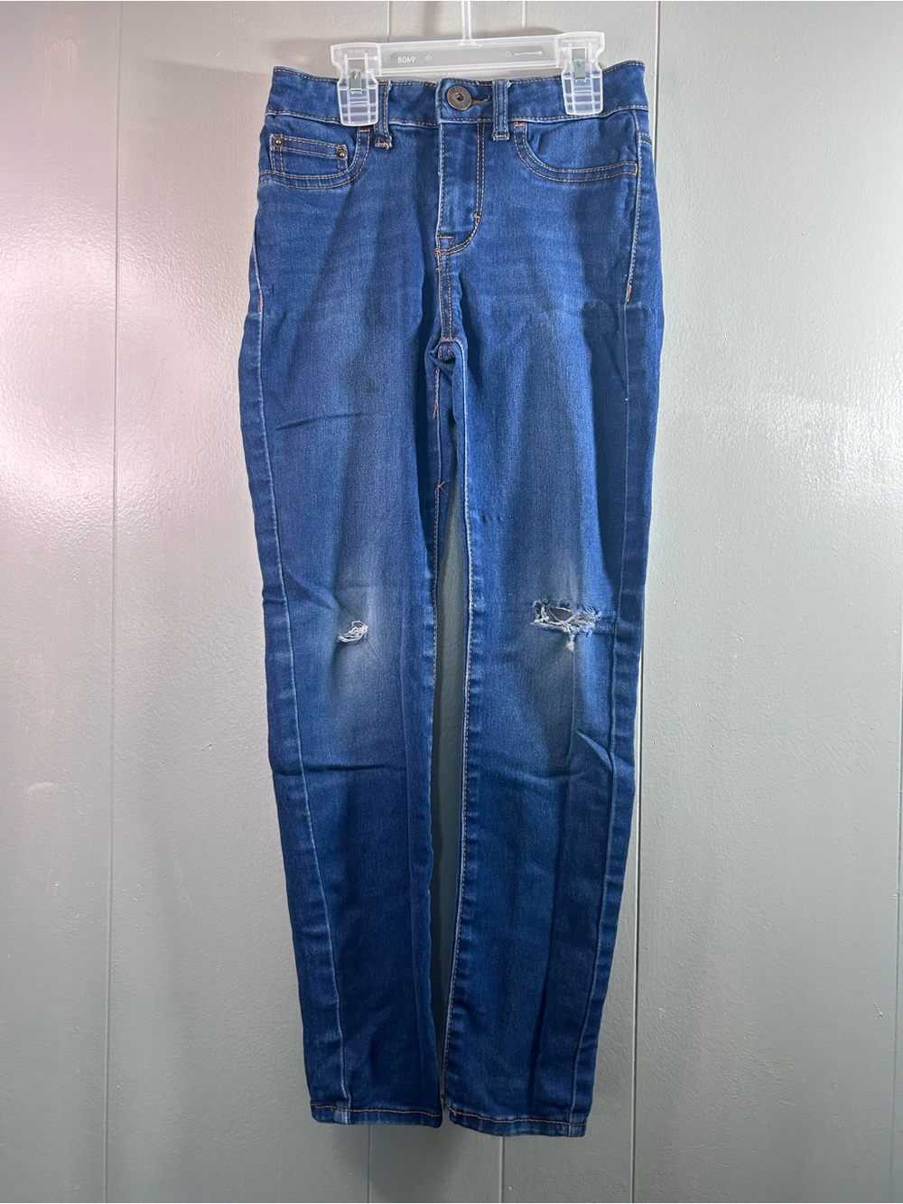 Boys Dark Blue Distressed Slim Jeans